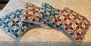 GUC Rodeo Home set of 4 embroidered linen Decorative Pillows w/ inserts, 18x18